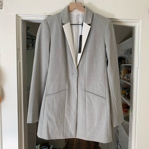 NWT Tahari Grey Herringbone Blazer Long